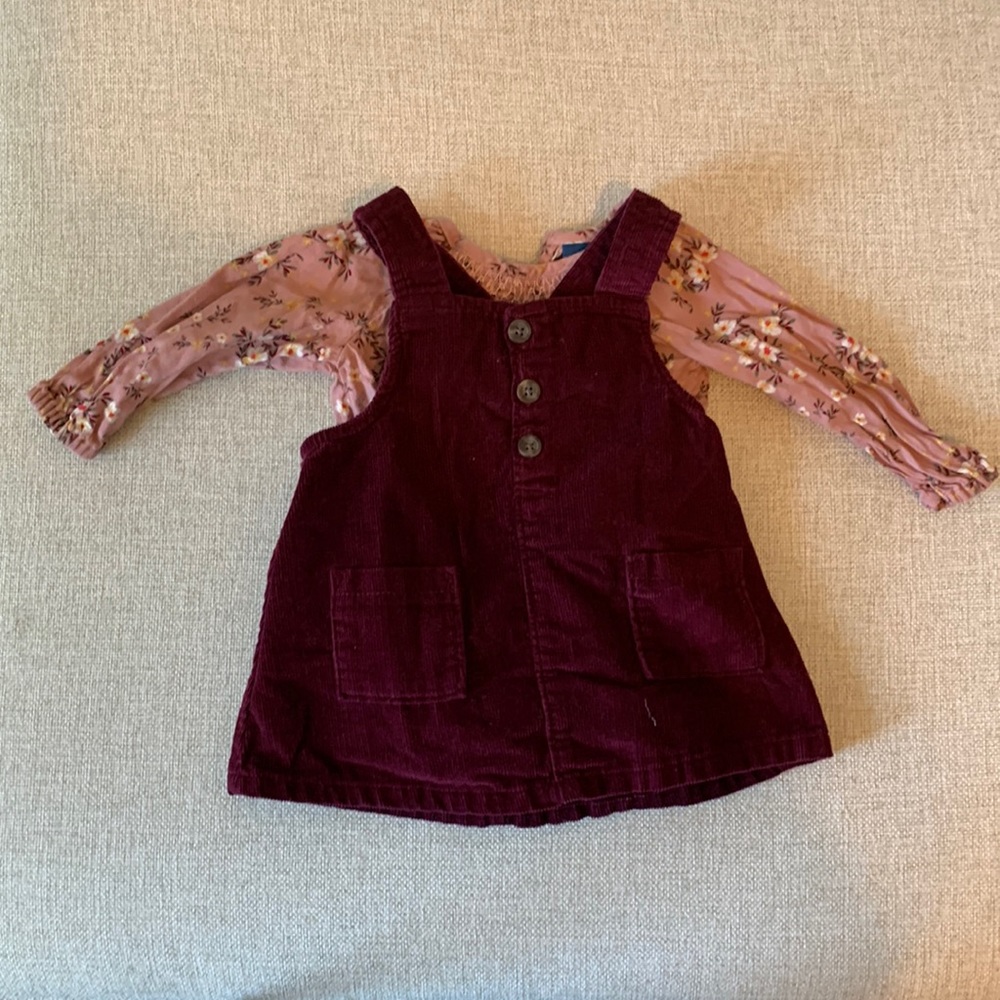 Floral print top and corduroy dress 3-6 m
